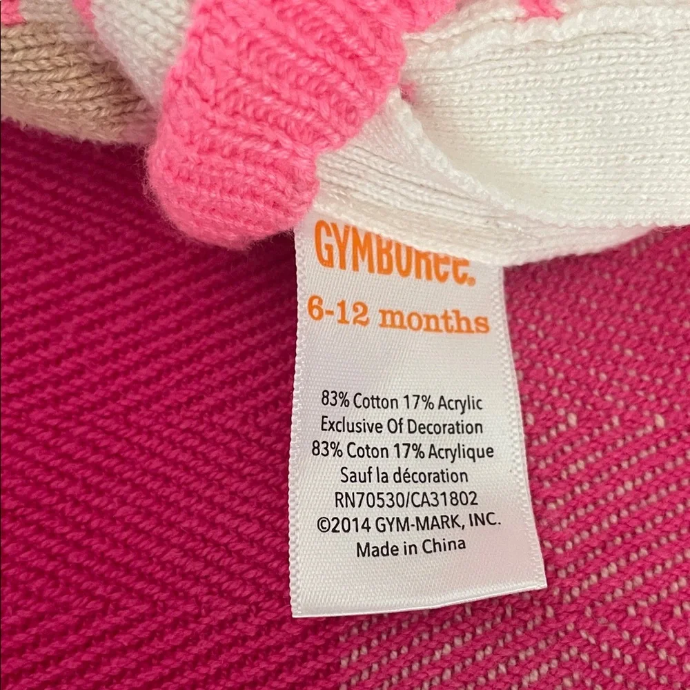 Gymboree Pink and White Striped Dress with Deer Design